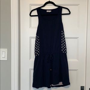 Blue mini dress with heart embellishments
